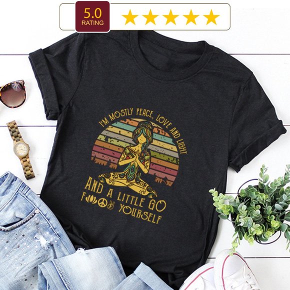 Tops - Graphic Short Sleeve Tee Peace, Love, Light, #%!*